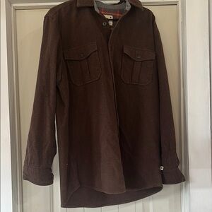 Brown Casual Button Down Shirt with Textured Fabric